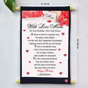 With Love Mom Poly Satin Scroll