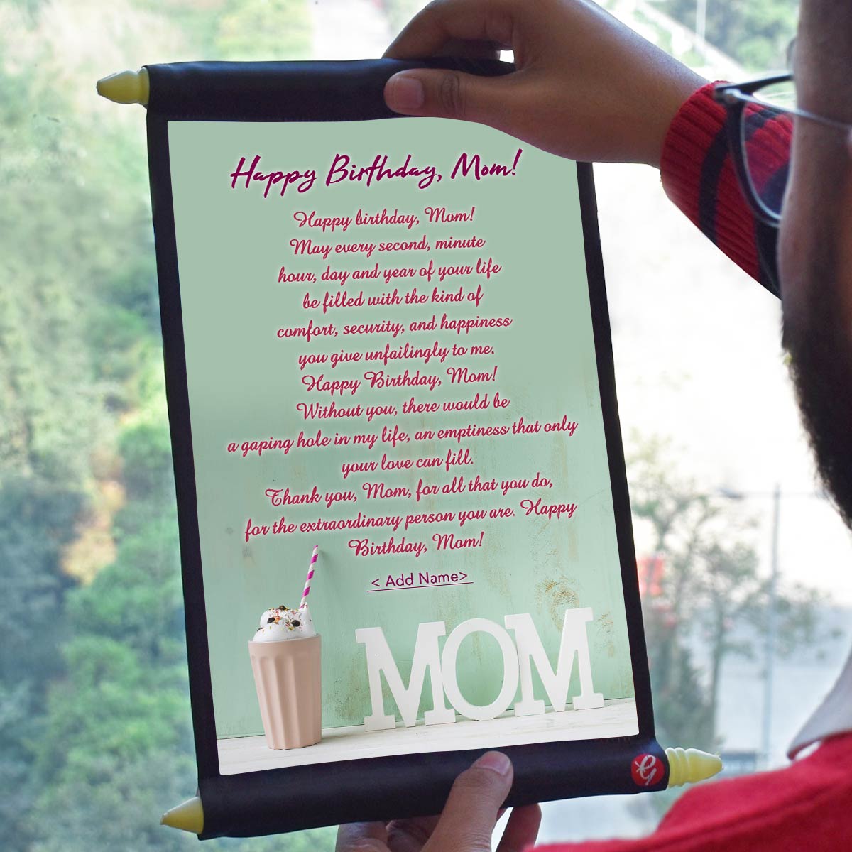 Mom Happy Birthday Poly Satin Scroll