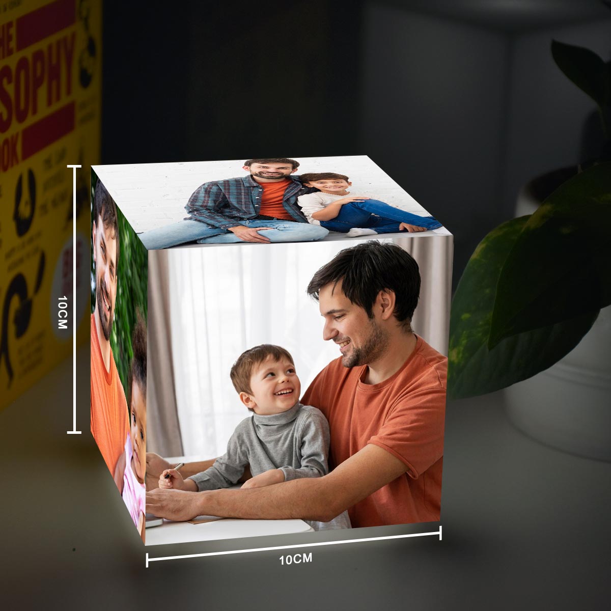 Personalized Mini Cube Photo Lamp for Dad