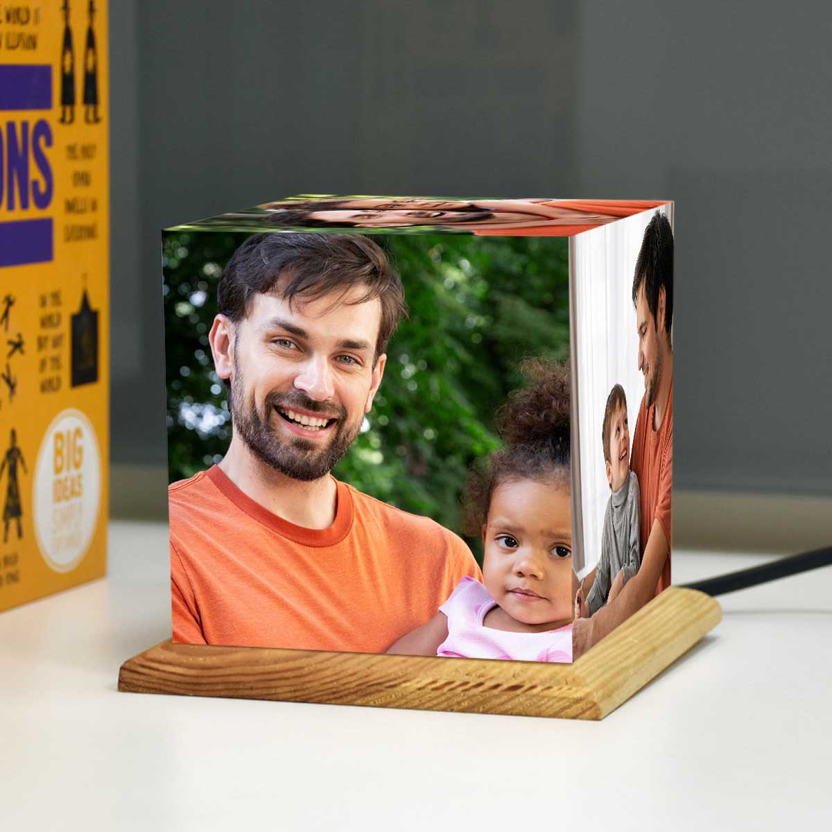 Personalized Mini Cube Photo Lamp for Dad