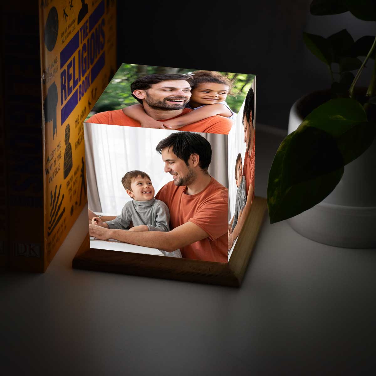 Personalized Mini Cube Photo Lamp for Dad