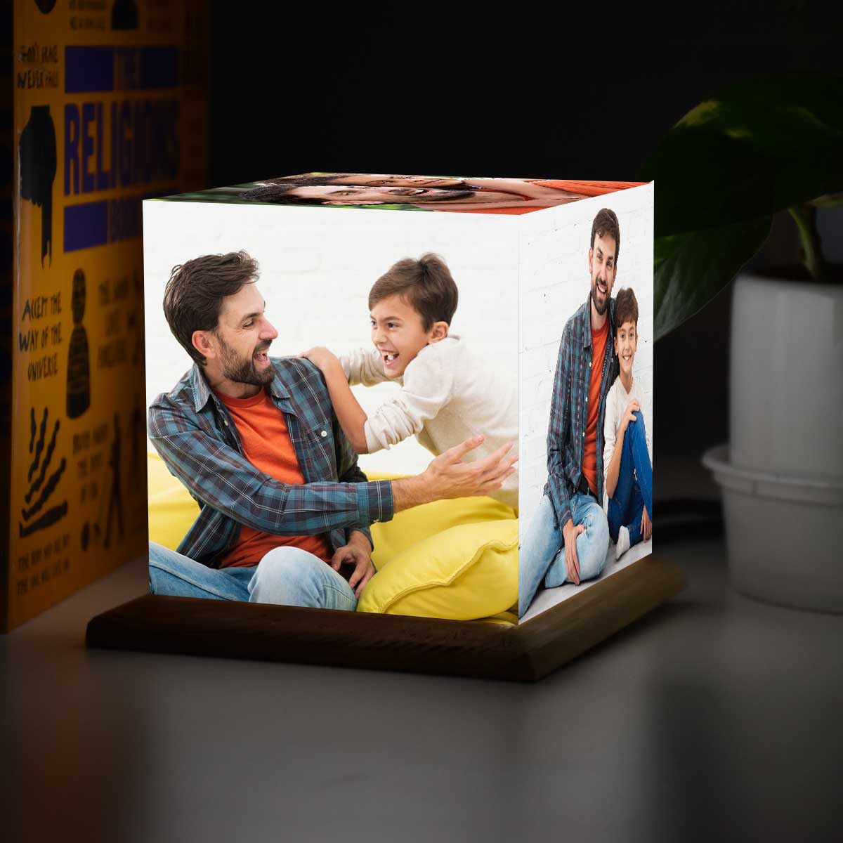 Personalized Mini Cube Photo Lamp for Dad