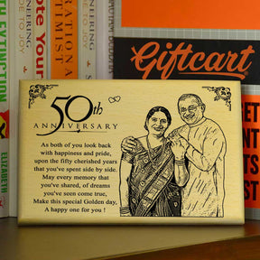 Personalized 50th Anniversary Engraved Wooden Photo Frame for Parents