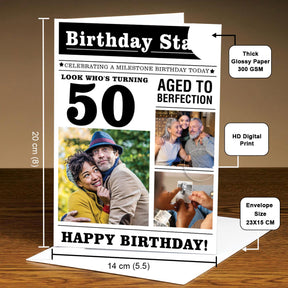 Birthday Star Milestone Greeting Card