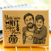 Personalized Dad Is My Super Hero Engraved Wooden Photo Frame Gift For Father