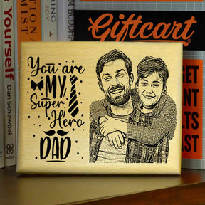 Personalized Dad Is My Super Hero Engraved Wooden Photo Frame Gift For Father