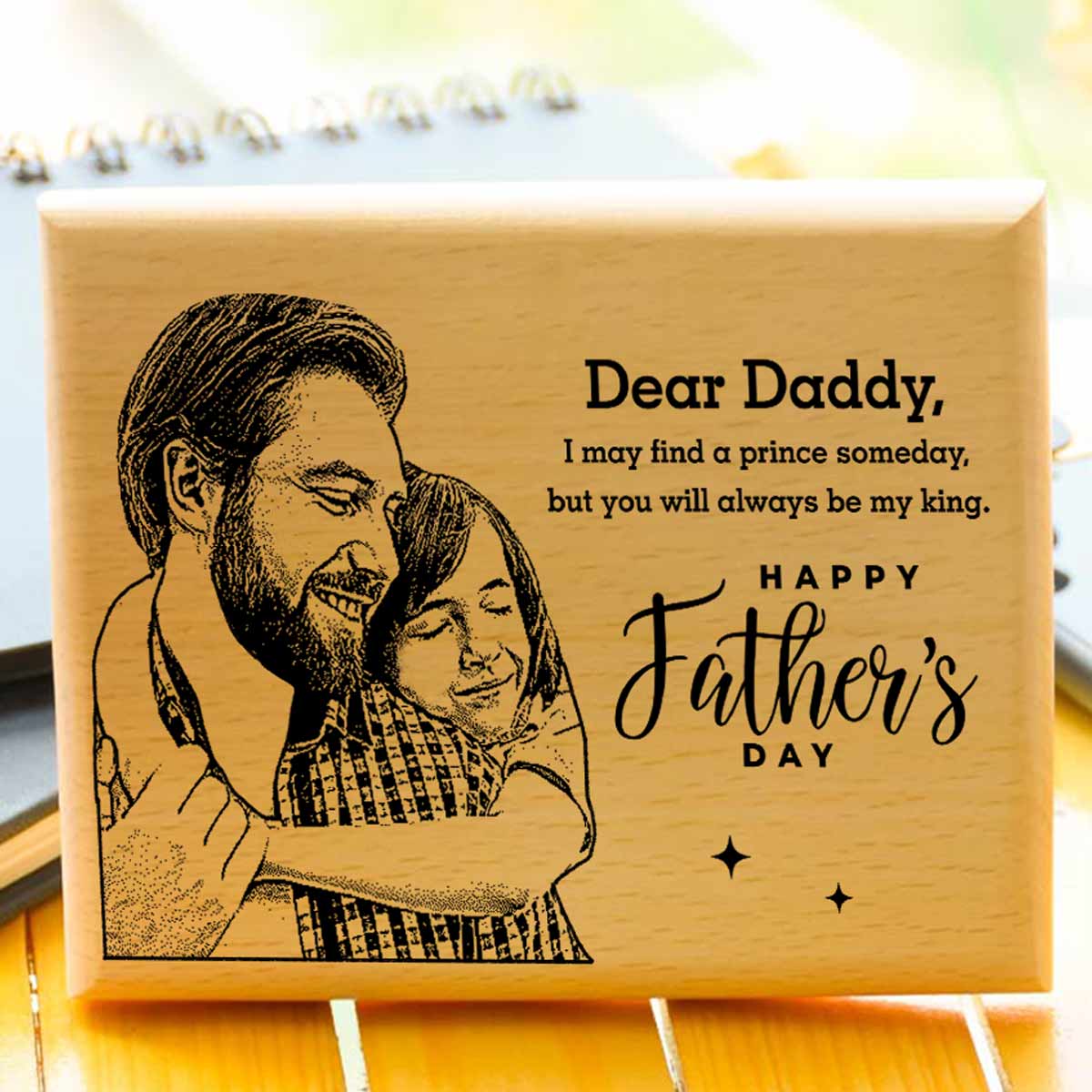 Customized Dear Daddy Engraved Wooden Photo Frame Gift For Father's Day