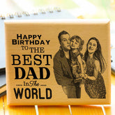 Customized Happy Birthday To Dad Engraved Wooden Photo Frame Gift For Father