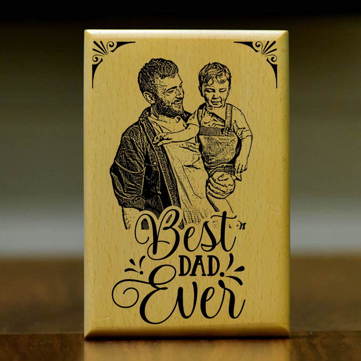 Personalized Best Dad Ever Engraved Wooden Photo Frame Gift For Dad