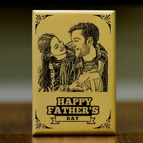 Customized Happy Father's Day Engraved Wooden Photo Frame Gift For Dad