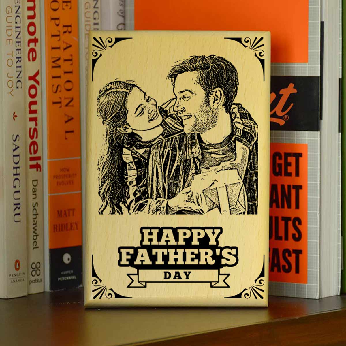 Customized Happy Father's Day Engraved Wooden Photo Frame Gift For Dad