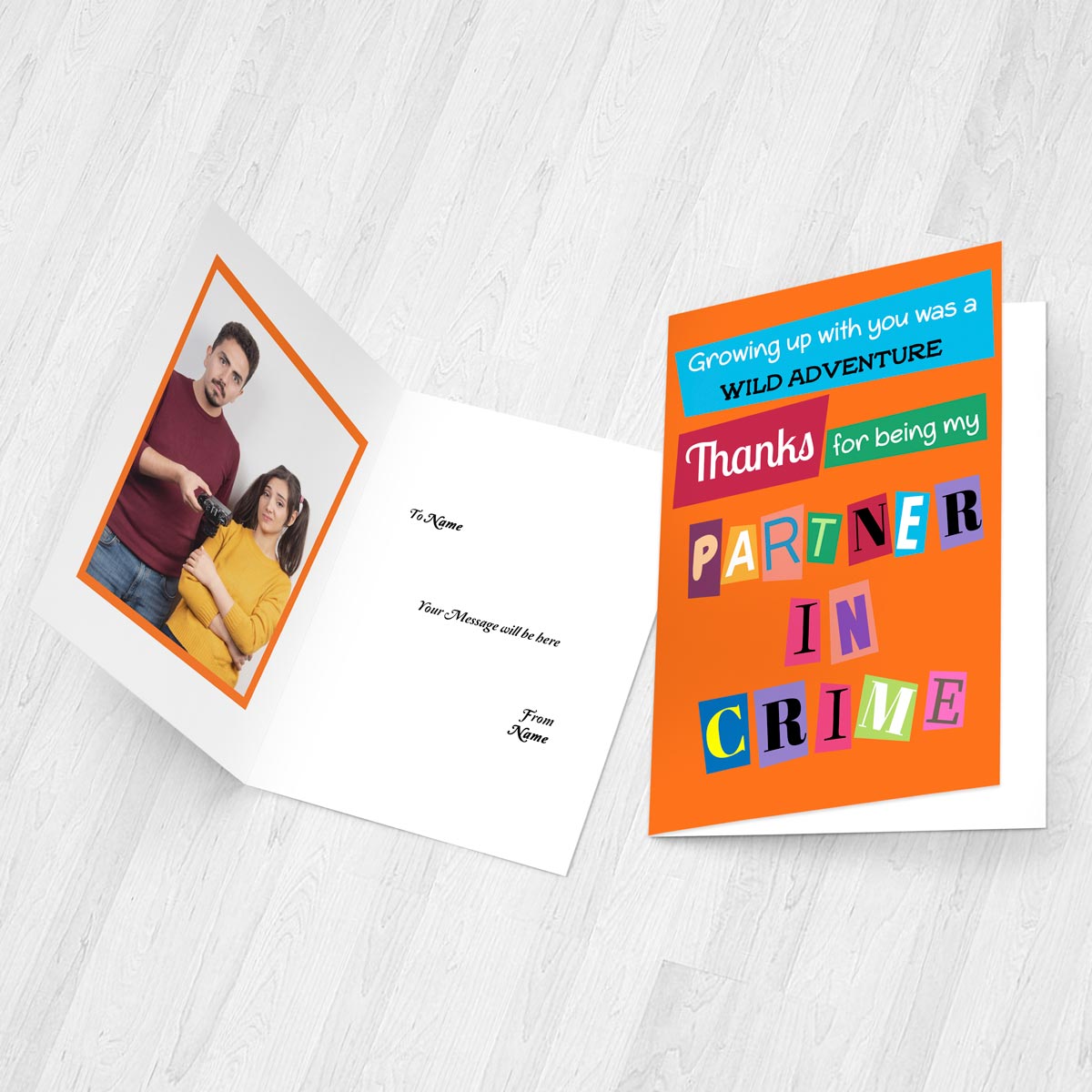 Personalized Partner In Crime Greeting Card for Couple, Family, Friend