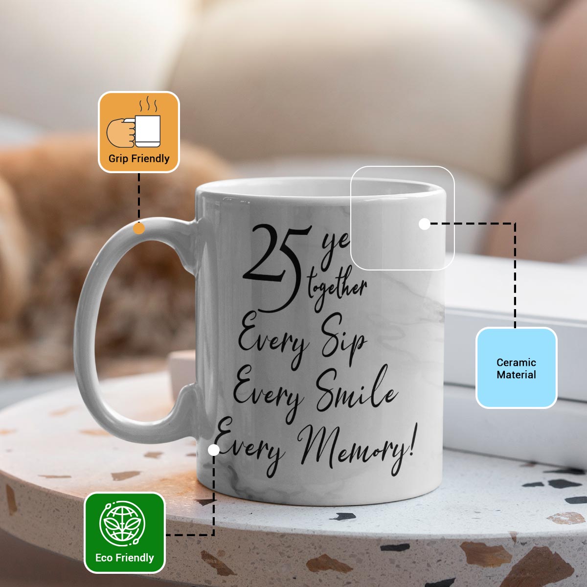 25 Years Together Anniversary Set of 2 Coffee Mug