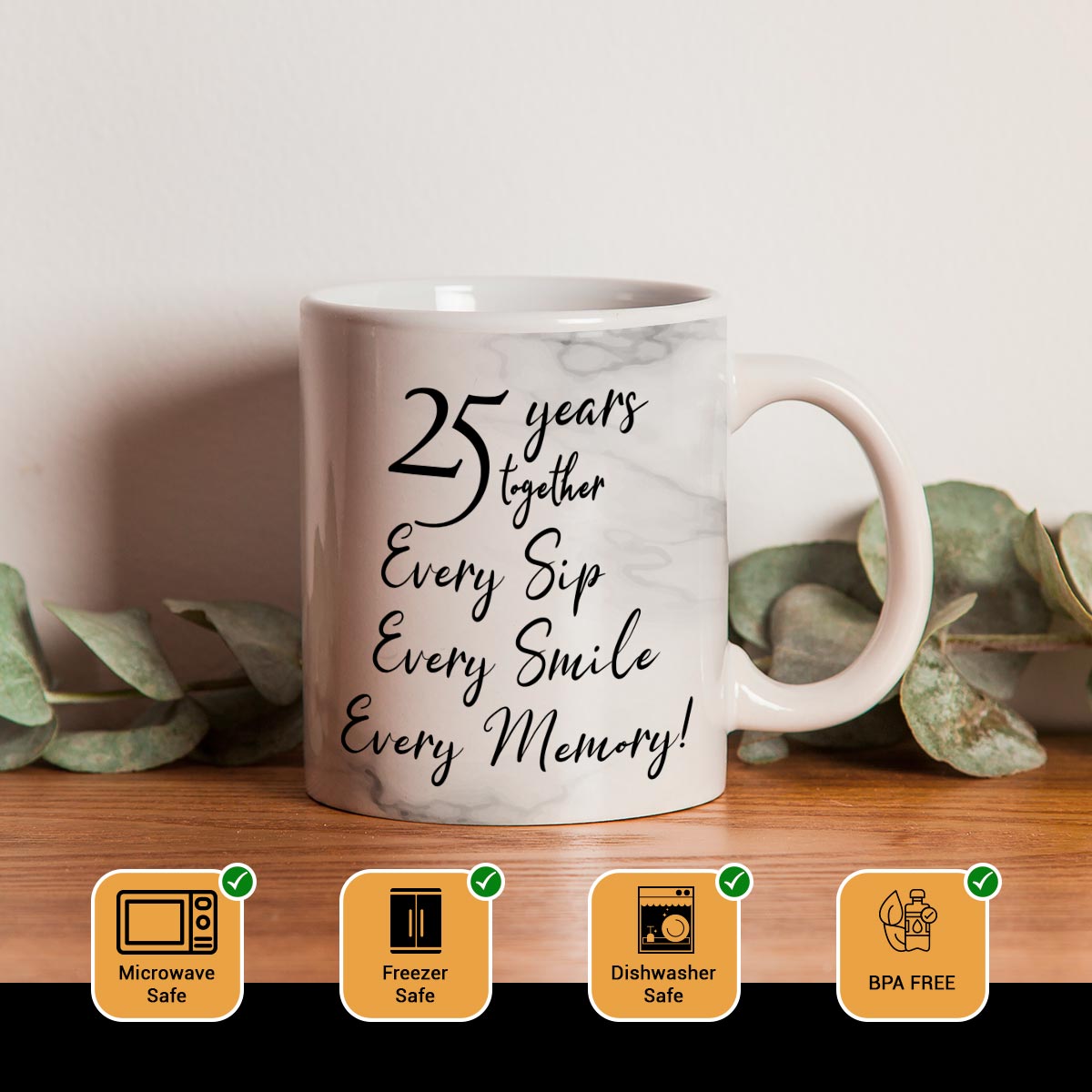 25 Years Together Anniversary Set of 2 Coffee Mug