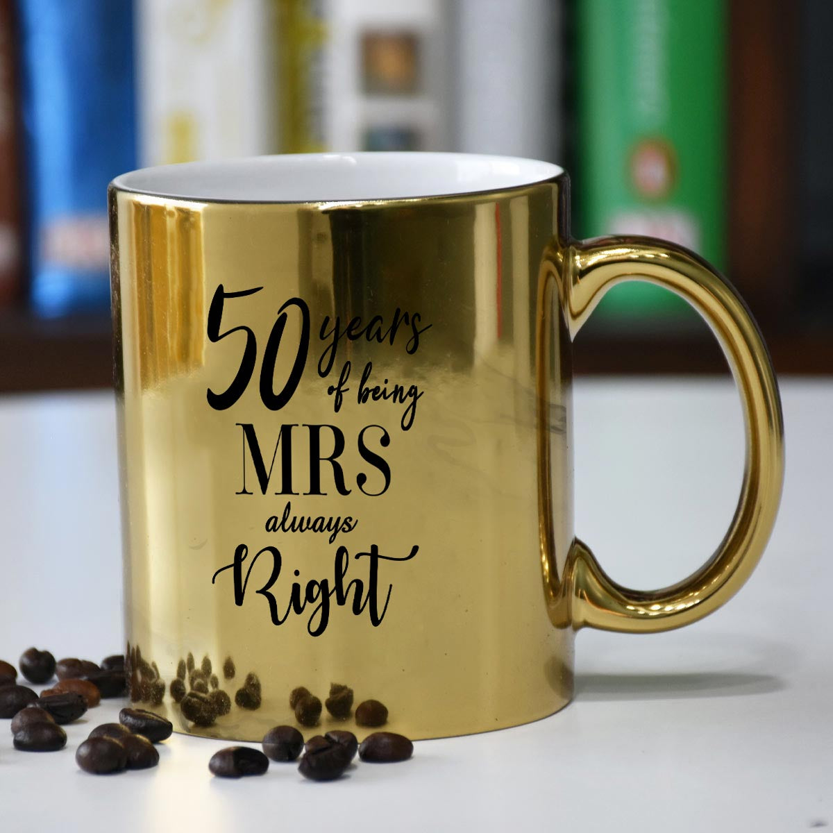 Mr & Mrs Right Set Of 2 Golden Coffee Mug