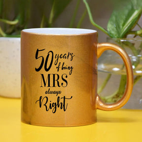 Mr & Mrs Right Set Of 2 Golden Coffee Mug