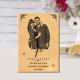 Personalized Engraved Wooden Photo Frame for 1st Anniversary