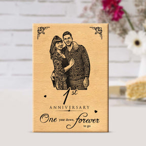 Personalized Engraved Wooden Photo Frame for 1st Anniversary-1