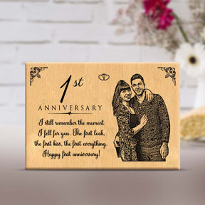 Personalized Engraved Wooden Photo Frame for 1st Anniversary-2