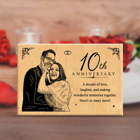 Personalized 10th Anniversary Engraved Wooden Photo Frame-1