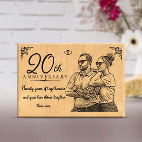 Personalized Engraved Wooden Photo Frame for 20th Anniversary