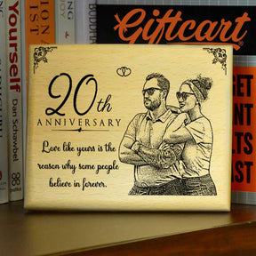 Personalized Engraved Wooden Photo Frame for 20th Anniversary