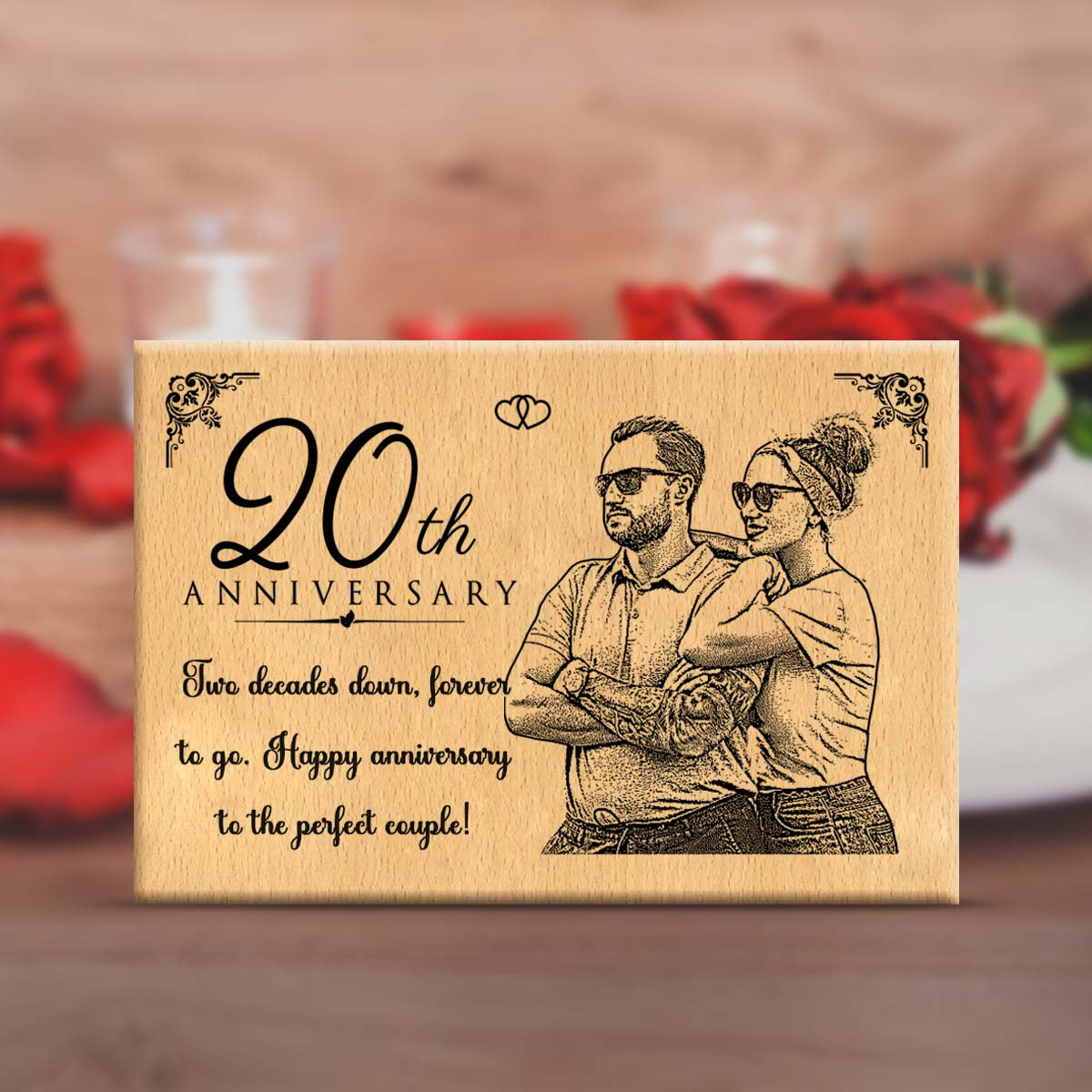 Personalized Engraved Wooden Photo Frame for 20th Anniversary-1