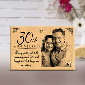 Personalized Engraved Wooden Photo Frame for 30th Anniversary