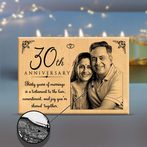 Personalized Engraved Wooden Photo Frame for 30th Anniversary-2