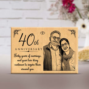 Personalized Engraved Wooden Photo Frame for 40th Anniversary