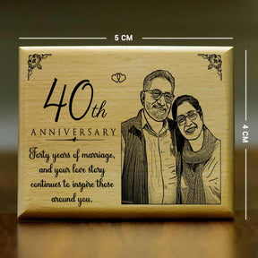 Personalized Engraved Wooden Photo Frame for 40th Anniversary