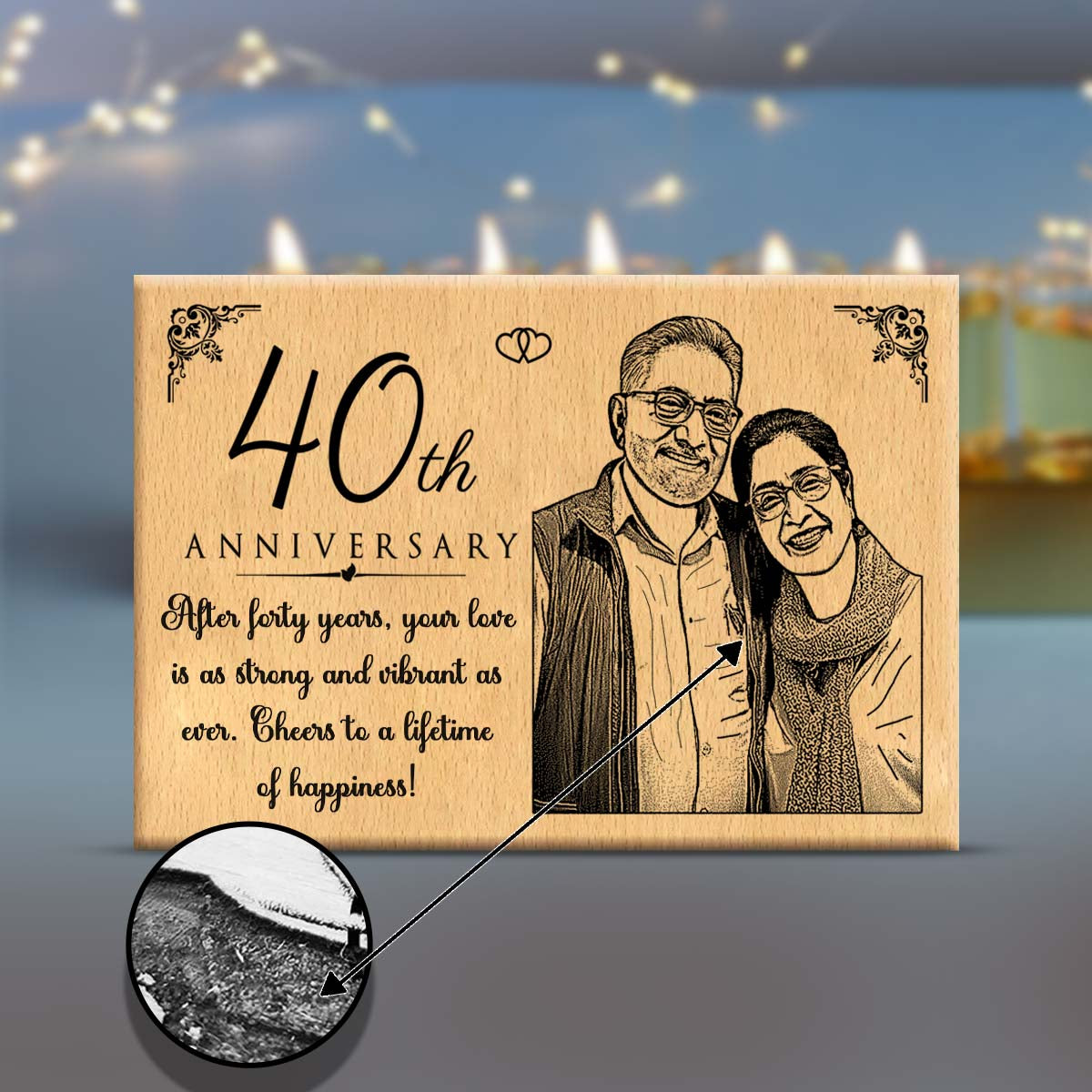 Personalized Engraved Wooden Photo Frame for 40th Anniversary-2