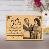 Customized Engraved Wooden Photo Frame for 50th Anniversary