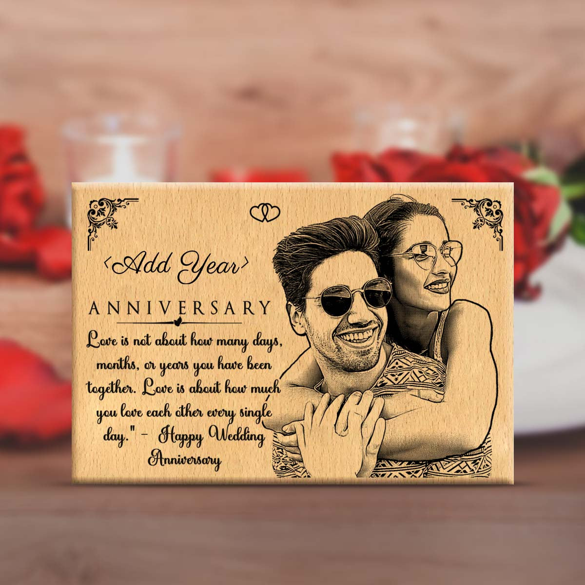 Personalised Anniversary Engraved Wooden Photo Frame-1