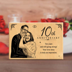 Personalized 10th Anniversary Engraved Wooden Photo Frame-2