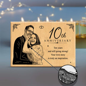 Personalized 10th Anniversary Engraved Wooden Photo Frame-3