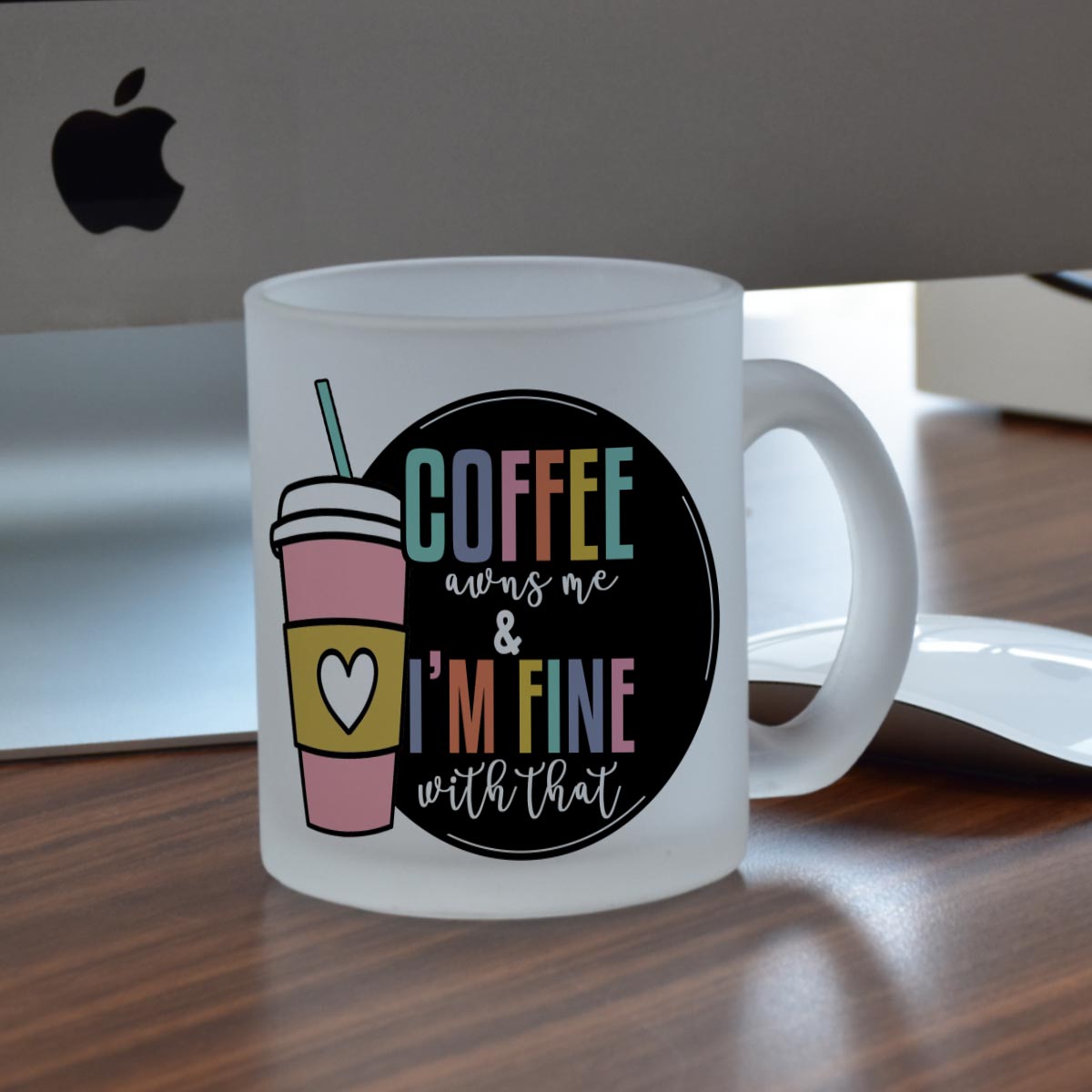 Coffee & I am Fine Frosted Coffee Mug