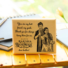 Personalized Rakhi Engraved Wooden Frame Gift for Brother-1