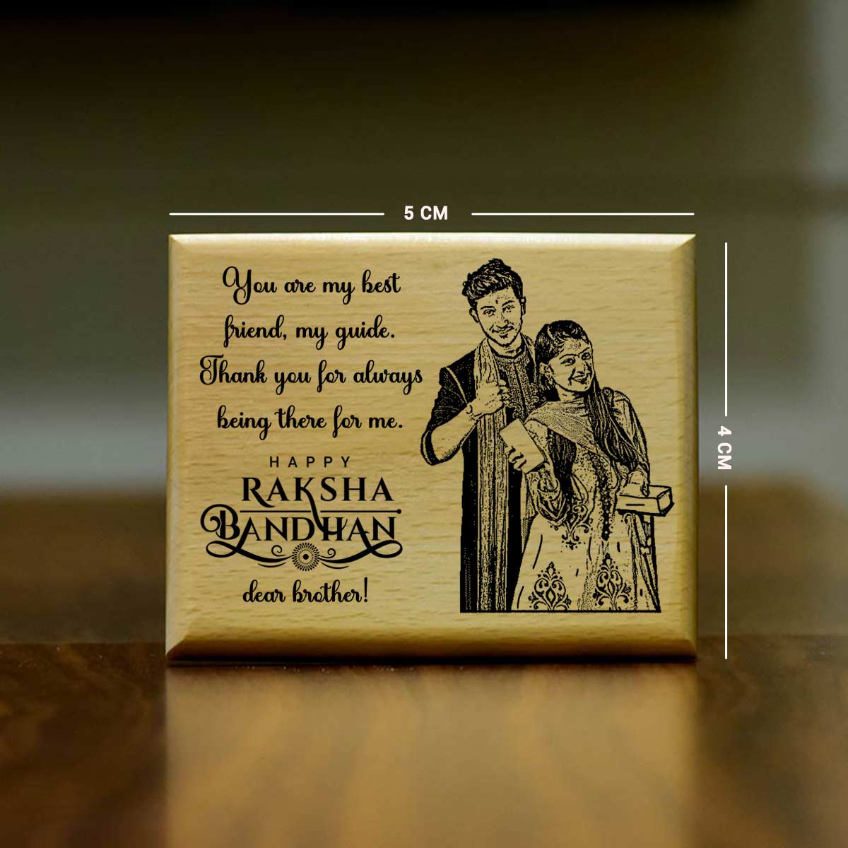 Personalized Rakhi Engraved Wooden Frame Gift for Brother-3