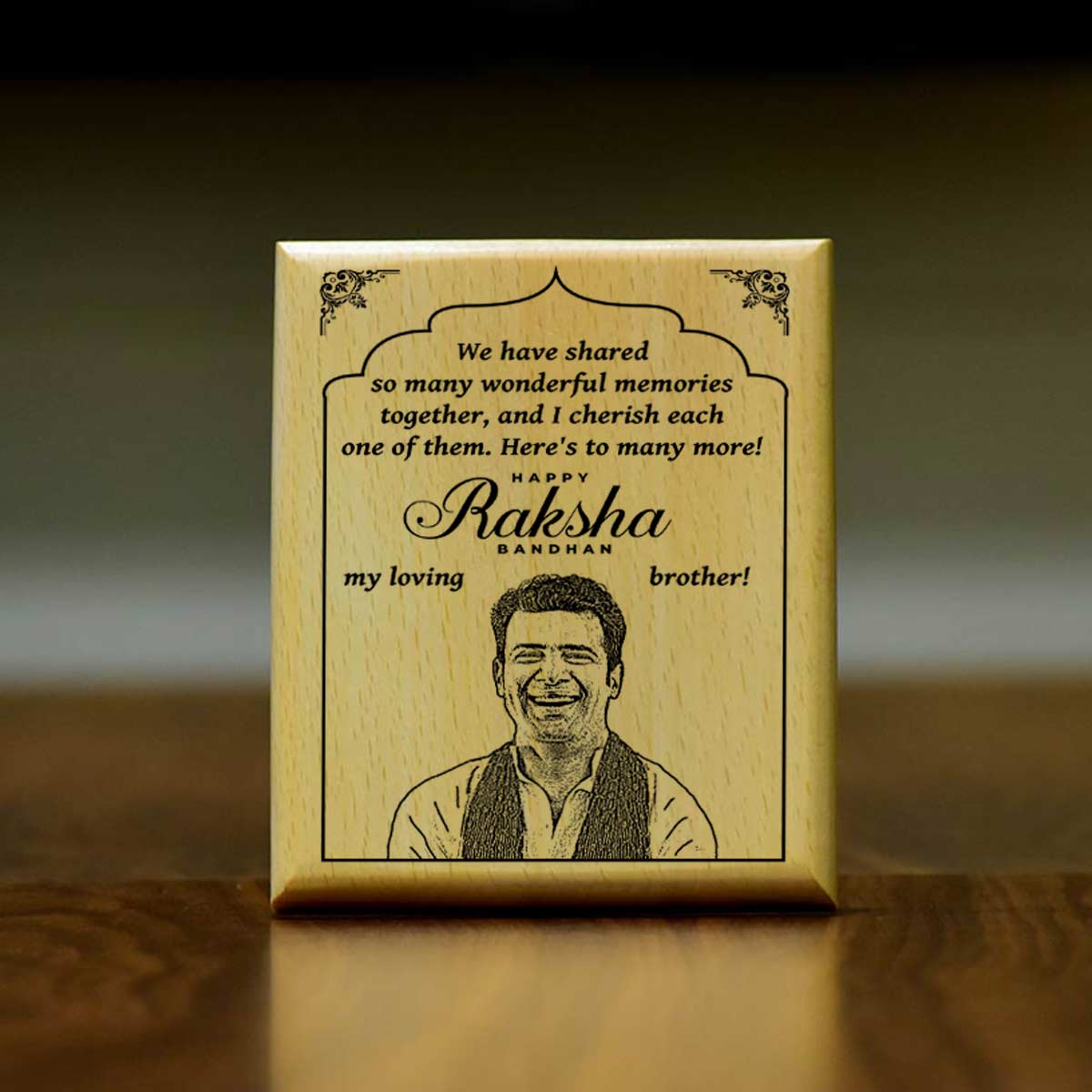 Customized Rakshabandhan Engraved Wooden Photo Frame for Brother