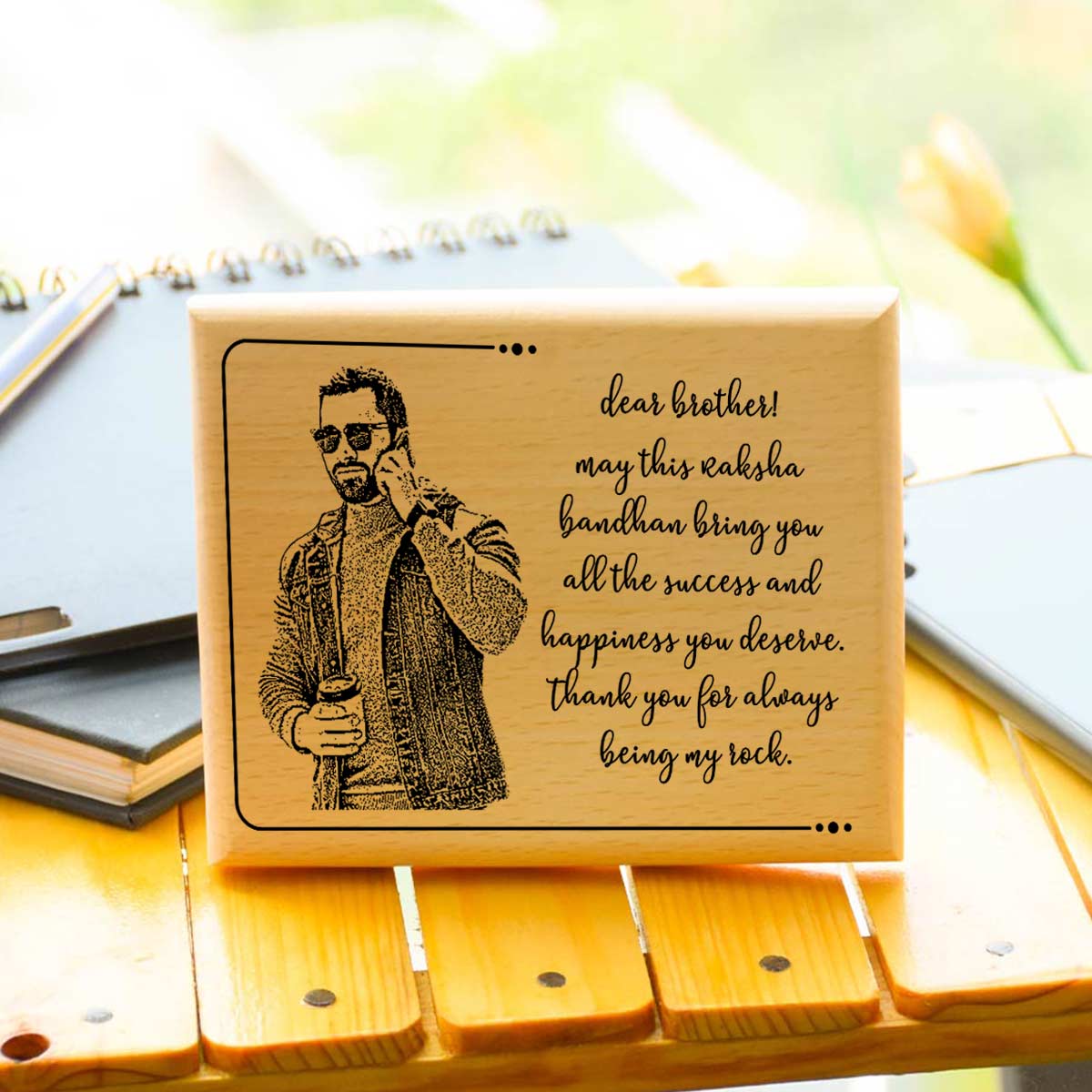 Customized Engraved Wooden Photo Frame for Brother-1