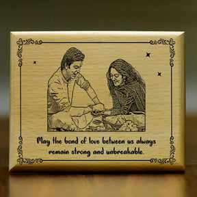 Personalized Rakshabandhan Engraved Wooden Photo Frame for Sibling