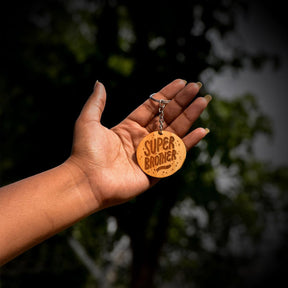 Engraved Wooden Super Brother Keychain