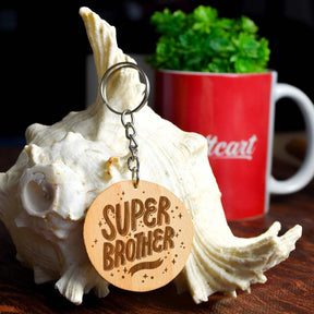 Engraved Wooden Super Brother Keychain