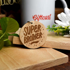 Engraved Wooden Super Brother Keychain