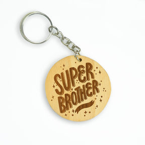 Engraved Wooden Super Brother Keychain