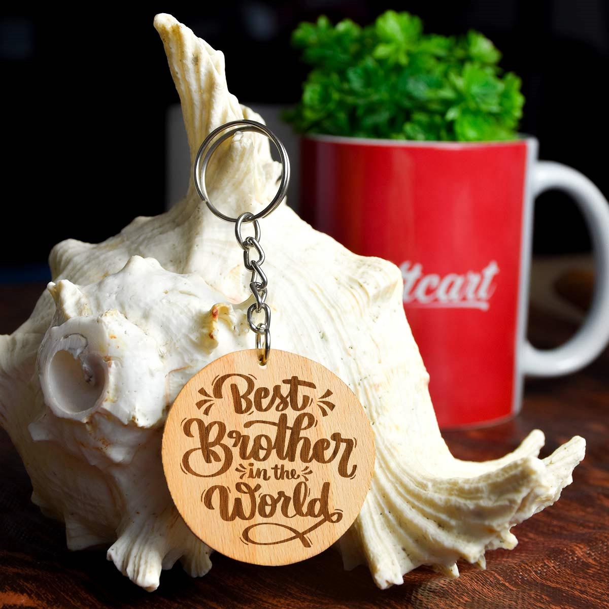 Engraved Wooden Best Brother Keychain