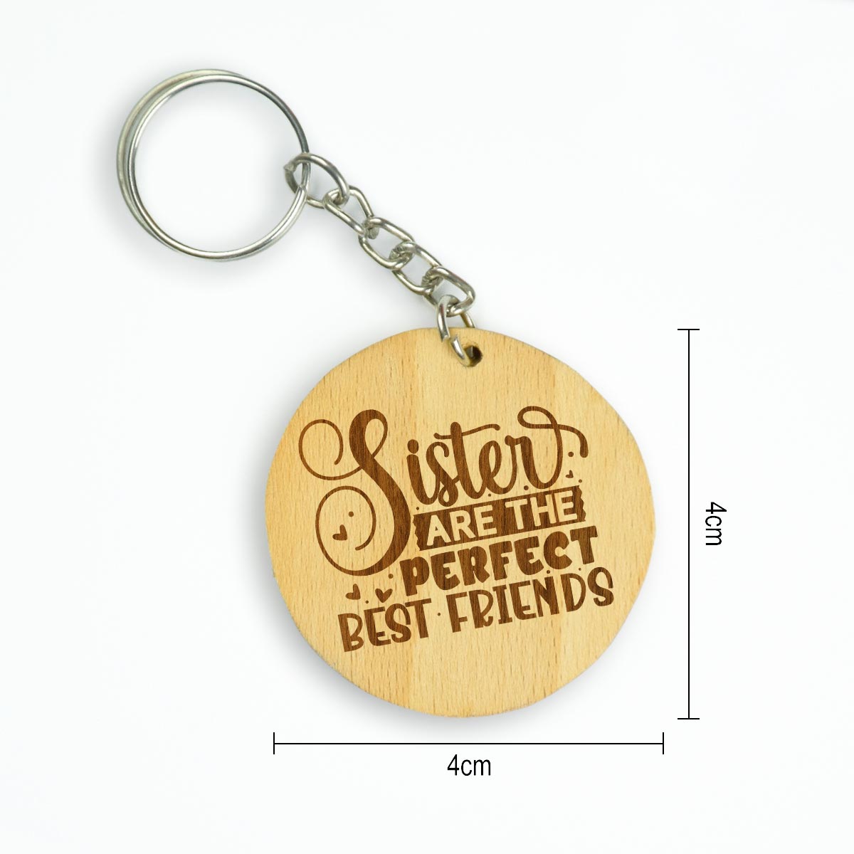 Engraved Wooden Keychain Gift for Sister