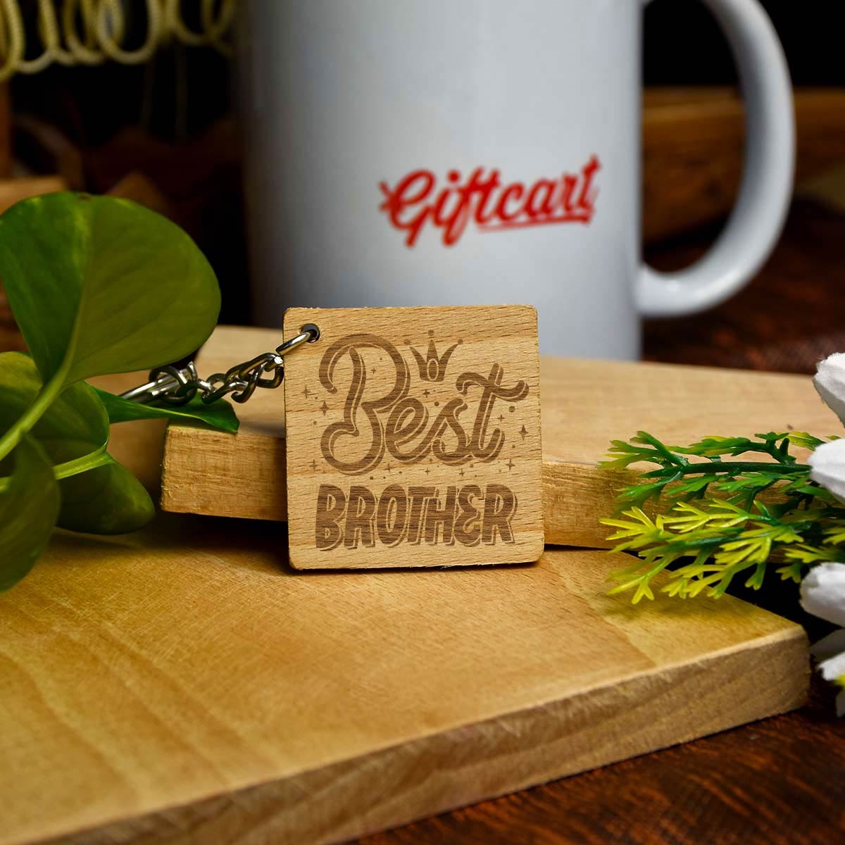 Engraved Wooden Best Keychain For Brother