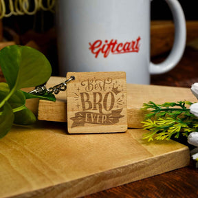 Engraved Wooden Best Bro Ever Keychain Gift